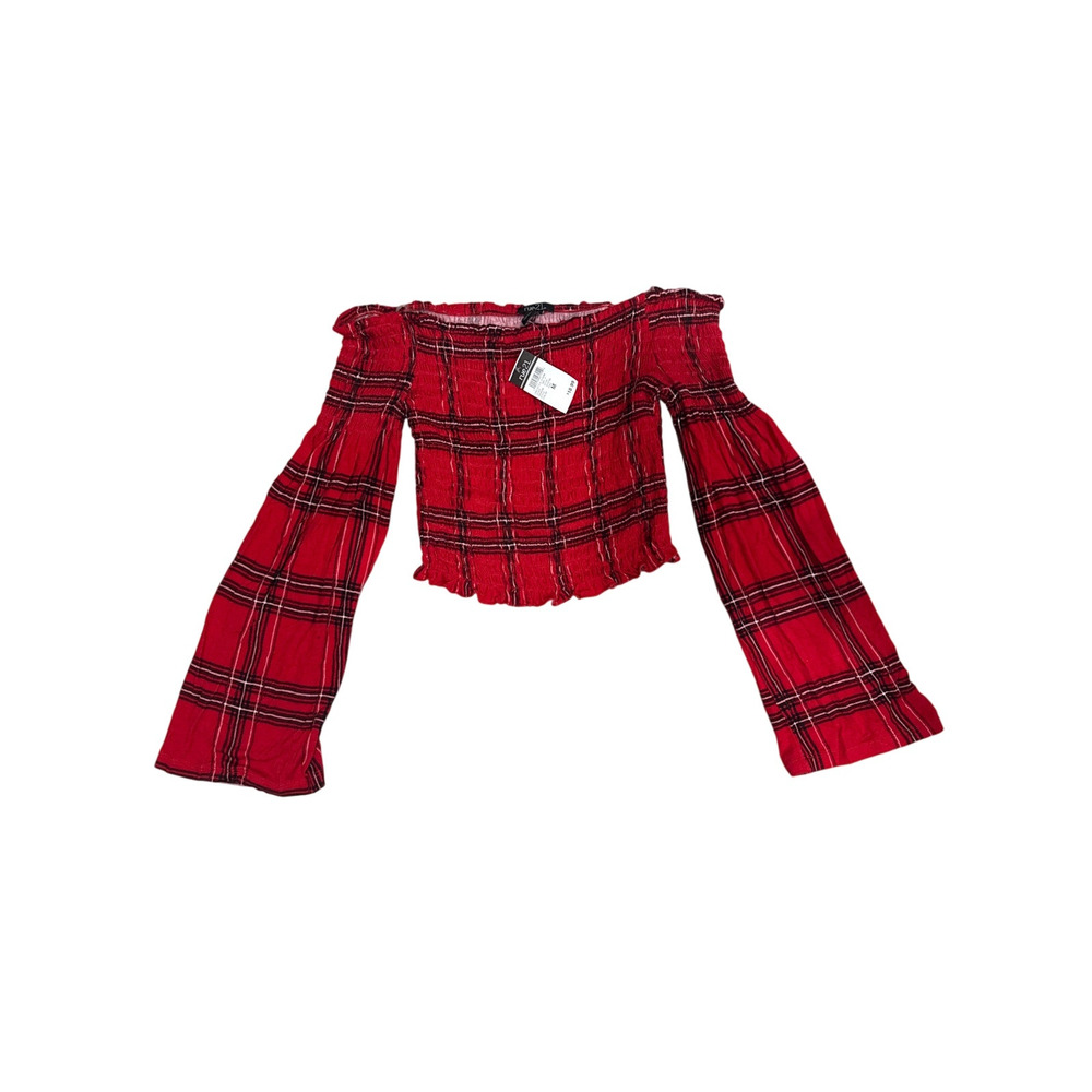 Rue‎ 21 Red Plaid Crop Top - Size: Small